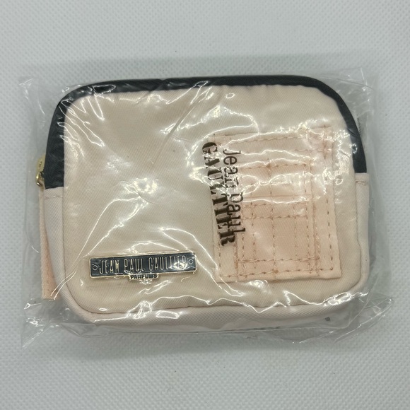 NEW Jean Paul Gaultier Light Blush Pink Zippered Card Wallet Coin Purse - Picture 2 of 2